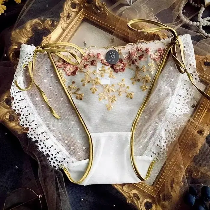 Sous-vêtements en dentelle Vintage pour femmes, culotte Sexy à motif floral, slip sans couture, tail