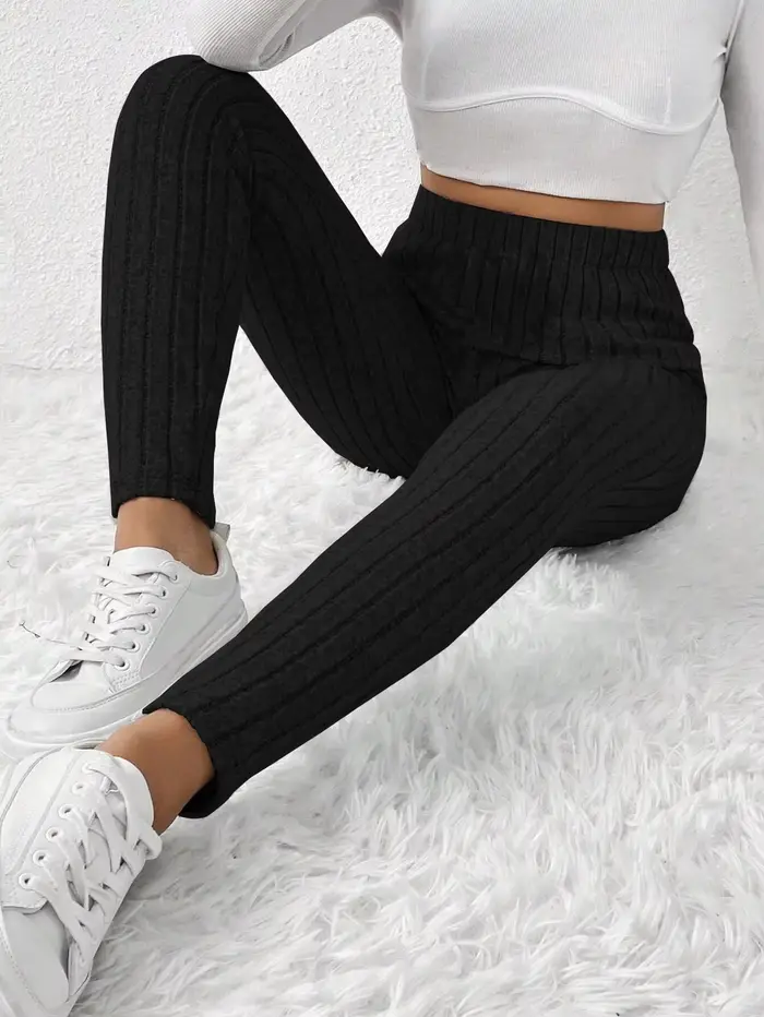 Pantalon de couche de Base serré en tricot côtelé à la mode, collants en tricot élégants et conforta
