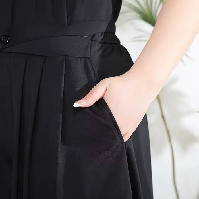 Dámske letné šortky sukne čierna voľná noha široká dáma kolená dĺžka vysoký pás ležérne Plus veľkosť nohavičky 7XL 9XLFfemme pol nohavice