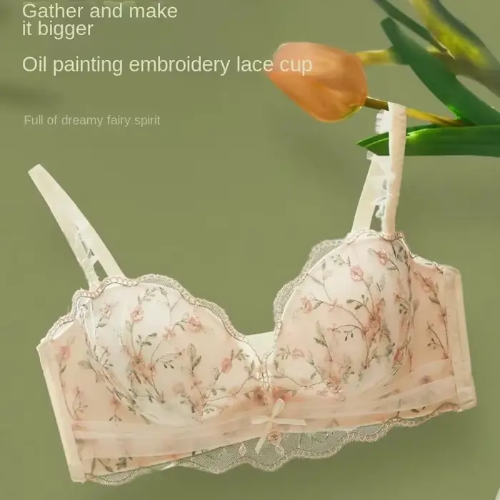 Dámska podprsenka s malými prsiami, kolekcia spodnej bielizne, ploché prsia, bočné prsia, proti ošúchaniu, bez oceľového krúžku, reliéfna podprsenka