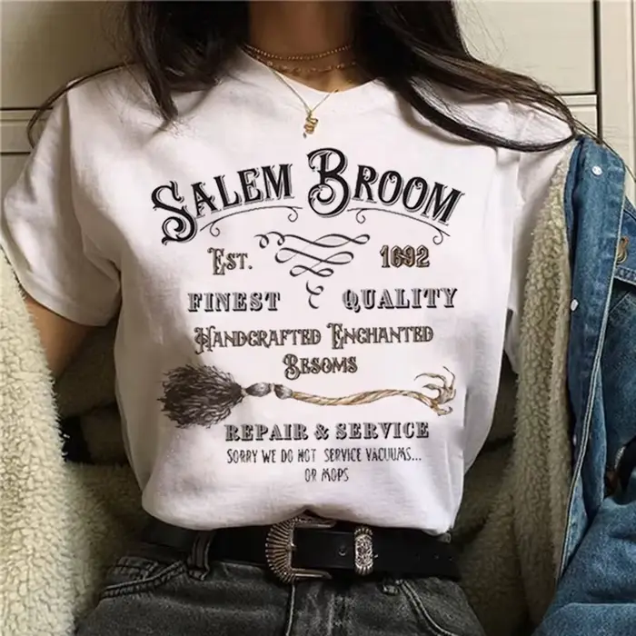 T-shirt à manches courtes pour femme, haut graphique, costume de rue, dessin animé, sorcière, magiqu