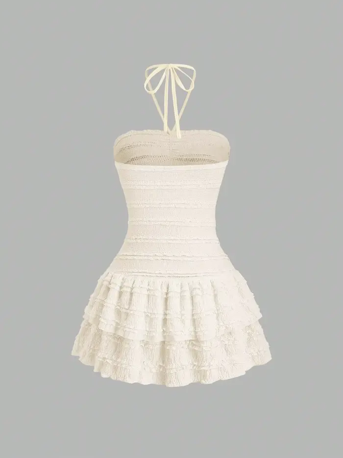 Mini jupe en tissu à haute élasticité pour femmes, couleur unie, décolleté dos nu, avec ourlet, Desi