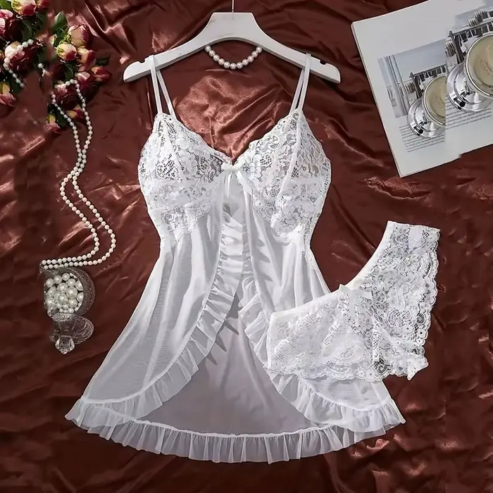 nuisette sexy en polyester vert foncé pour femmes style minijupe col en V nuits romantiques et soirées spéciales