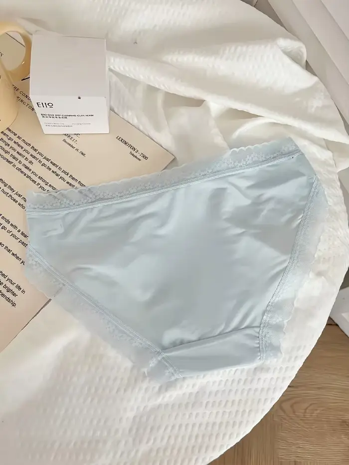 Culotte Femme Finetoo Ultra-Mince Sans Couture Taille Basse Respirante Dentelle Garniture Nœud Occasions Spéciales