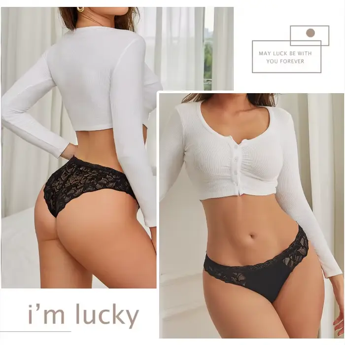 4 kusy / Set Sexy kvetinové čipky nohavičky ženy priedušné nohavičky perspektíva nízky pás Sexy spodná bielizeň Mäkká žena jednofarebné spodné prádlo