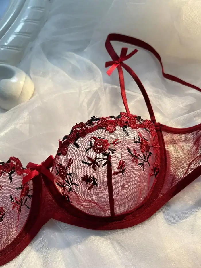Erotická fantasy Sexy romantická spodná bielizeň pre ženy, 2 kusy, dámske priehľadné spodné prádlo, výšivky, krásne podprsenky a nohavičky