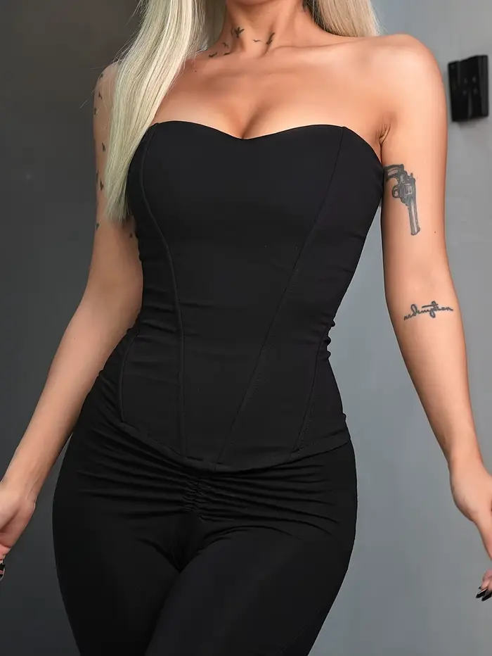 Top bustier femme élégant noir pour femmes occasions spéciales et quotidienne