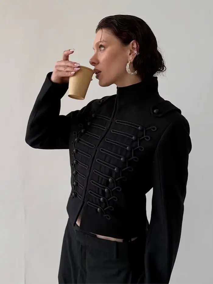 Dámske štýlové sako Napoleon s dlhými rukávmi