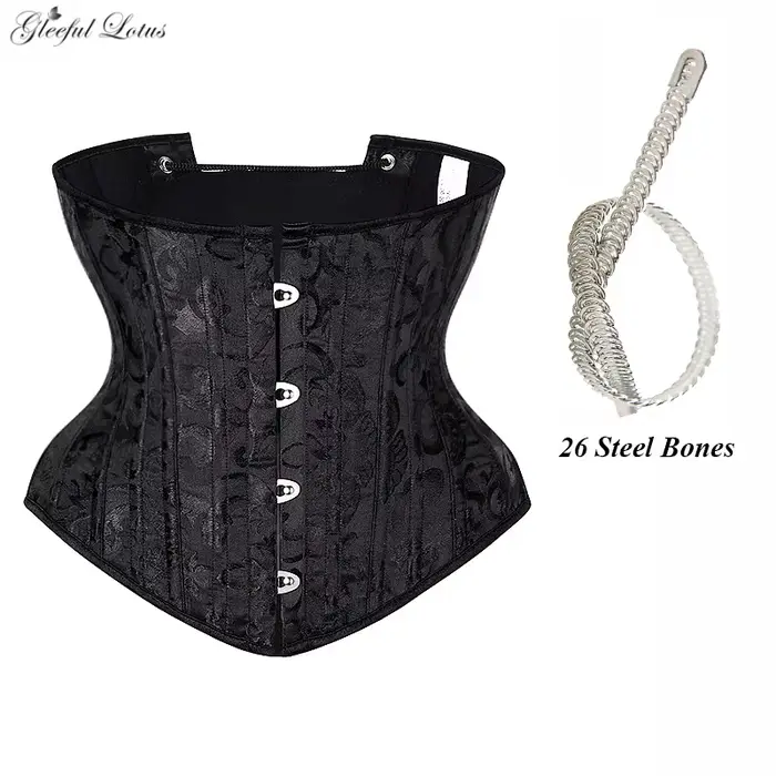 Corset Underbust Bustier Steampunk Gothic avec Fermeture à Lacets Acier 26 Ossatures Polyester Femme Occasions Spéciales