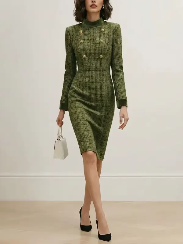 Štýlové vinobranie Polyester ceruzka šaty pre ženy formálne Ocassions jar jesenný štýl Vintage topánky zlaté kolená
