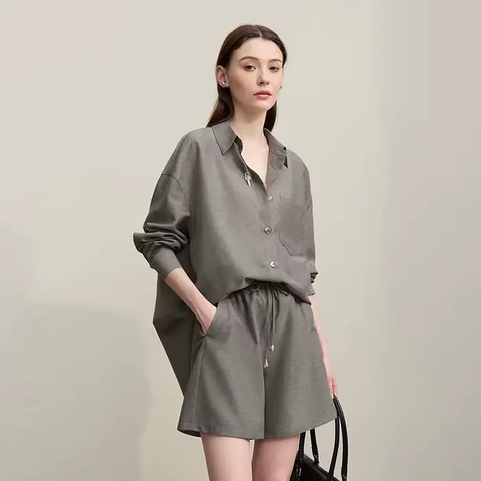 Chemises décontractées pour femmes Amii, Nouvelle collection été 2026, Style vacances, Ensemble shor