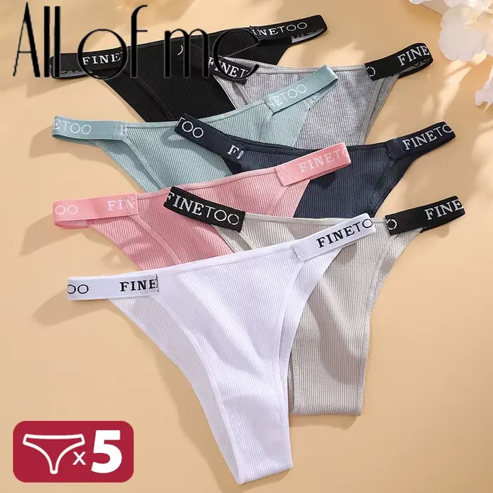 5 kusov/sada Sexy bavlnené nohavičky Finetoo s písmenom