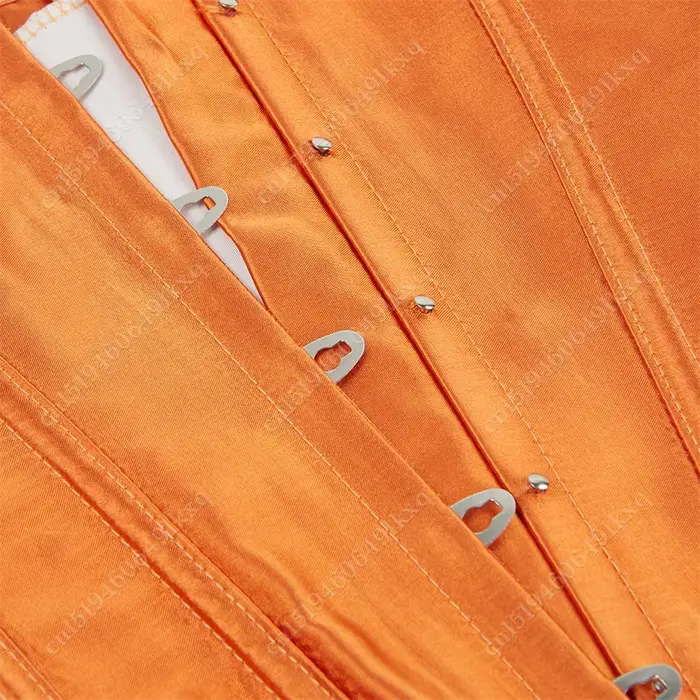 Corset Satin Orangé Élégant pour Femmes Occasions Spéciales Bustier Sexy Mode Audacieuse Halloween Cosplay Costume Fête de Naissance