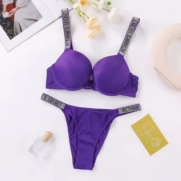 Victoria's Secret sexy spodná bielizeň set, podprsenka a nohavičky, push-up, klasické spodné prádlo pre ženy, sexy, priedušné, mäkké, všestranné, shapewear