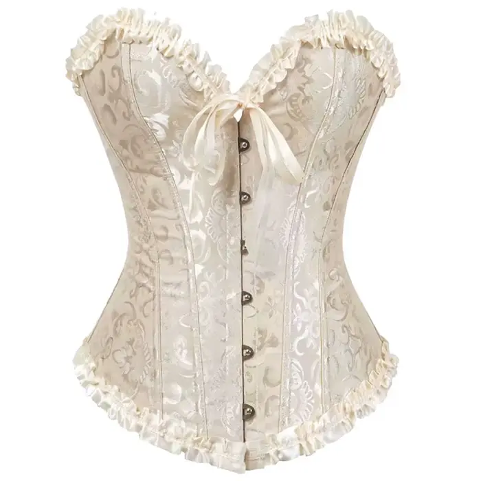 Dámske sexy bustiers a korzety kvetinová čipka kryt pre ženy Vintage gotické korzety Surbust satén Jacquard korzety