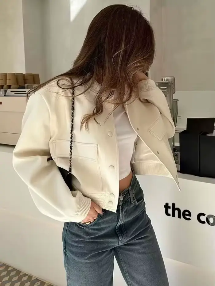 Veste bombers féminine vintage à boutons avec poches et manches longues pour femmes occasions spéciales