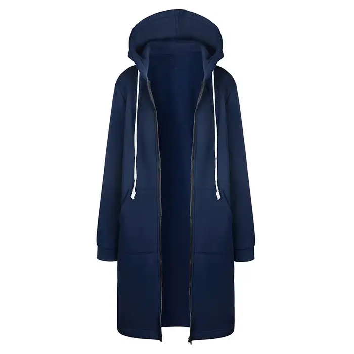 2025 Women's Autumn Winter ThickenHoodies Parkas Loose Hooded Jackets Zipper Pocket Maxi Size Sweats