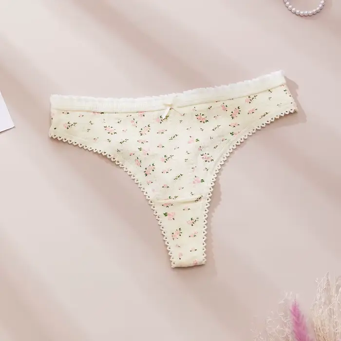 Lingeries Femme Sexy Tongs Mode Mignon Imprimé Culotte pour Femmes Doux Chaud Arc Femmes String Coto