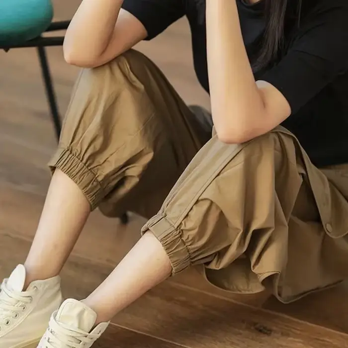 Pantalon décontracté grande taille pour femme, vêtements de travail taille haute, pantalon de sport 