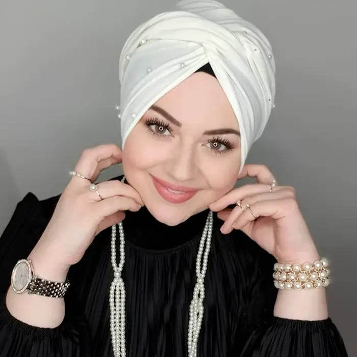 Módny moslimský čierny perlový Modal Hidžáb podkapucňa Abaya Hidžáby pre ženy Abayas Jersey šatka šaty