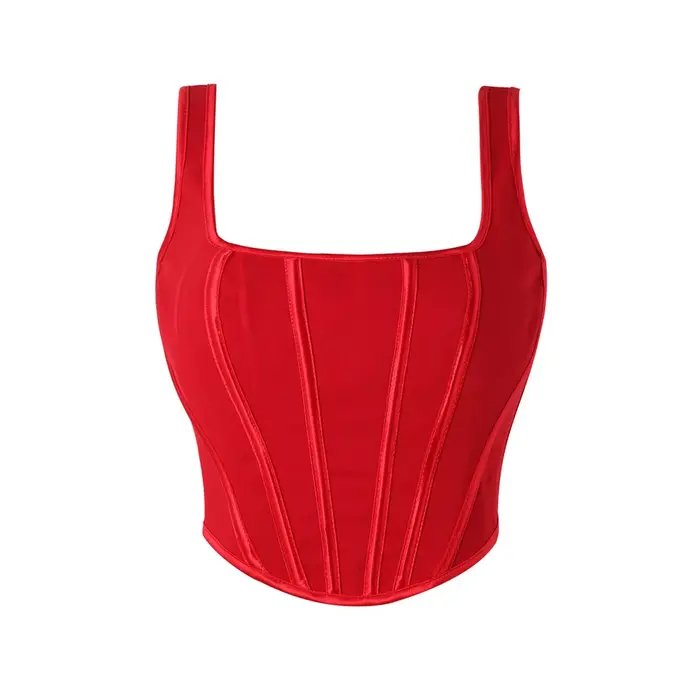 Sexi ženský korzetový tielkový elegantný červený ramienkový bustier kultúrny top Camis Vintage gotický šnurovaný Korsett Corselet Lingerie