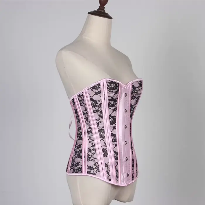 Corset rose haut bustier victorien surbuste princesse élégant Corsets haut Sexy dentelle florale Corset Lingerie Showgirl Costume de fête