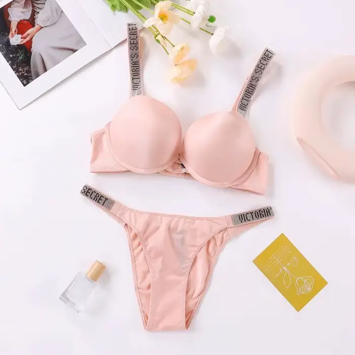 Victoria's Secret sexy spodná bielizeň set, podprsenka a nohavičky, push-up, klasické spodné prádlo pre ženy, sexy, priedušné, mäkké, všestranné, shapewear