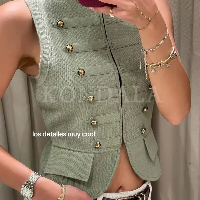 KONDALA 2026 Printemps-Été – Gilets Élégants Verts en Maille pour Femme – Style Plage, Soirée, Vacan