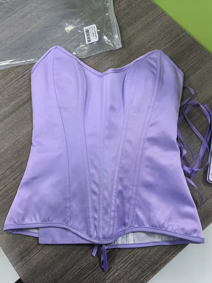 Corset bustier fantaisie pour femme, à lacets, avec baleines, en satin, pour mariage, amincissant la