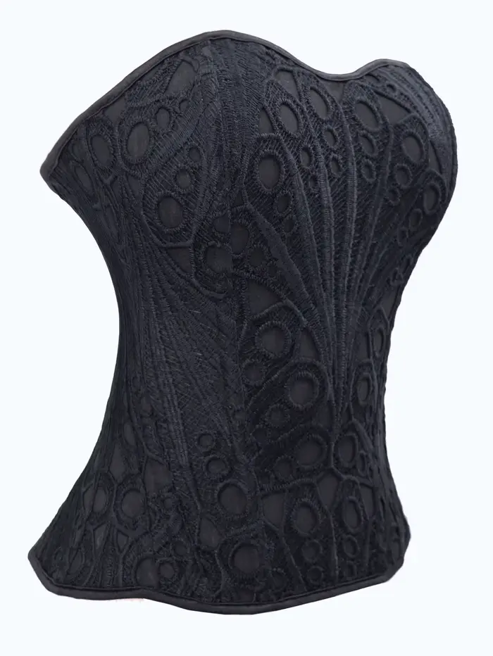 Čierny gotický bustier s kvetinovým vzorom pre elegantné ženy každý deň a pri špeciálnych príležitostiach