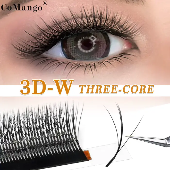 CoMango super doux trèfle 3D vaporeux noir extensions de cils naturels w cils 8-15mm plateau de méla