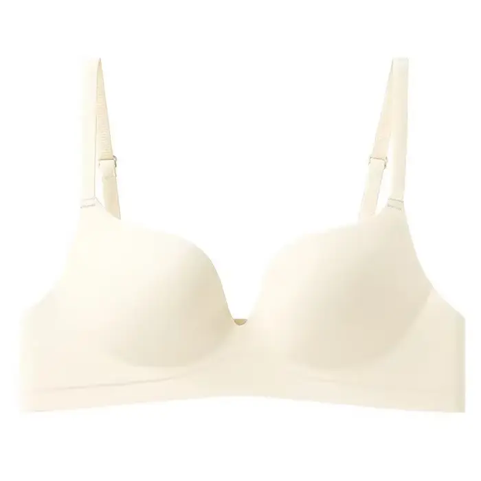 Soutien-gorge Push-Up pour femmes, petite poitrine, sous-vêtements sans couture, froncé, sans fil, L