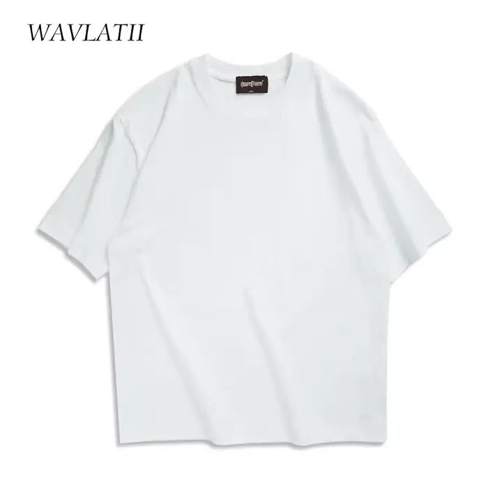 WAVLATII surdimensionné été t-shirts pour femmes hommes marron décontracté femme coréen Streetwear t