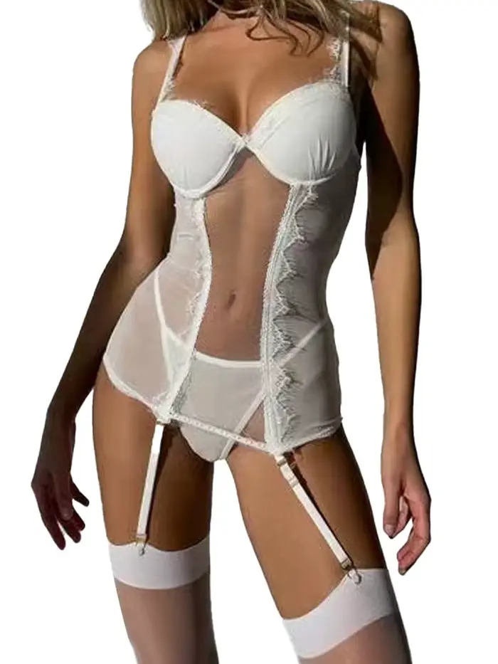 Sexy spodná bielizeň set Belamimi bez ramienok čipky podprsenka a nohavičky tri štvrtiny pre ženy špeciálne príležitosti