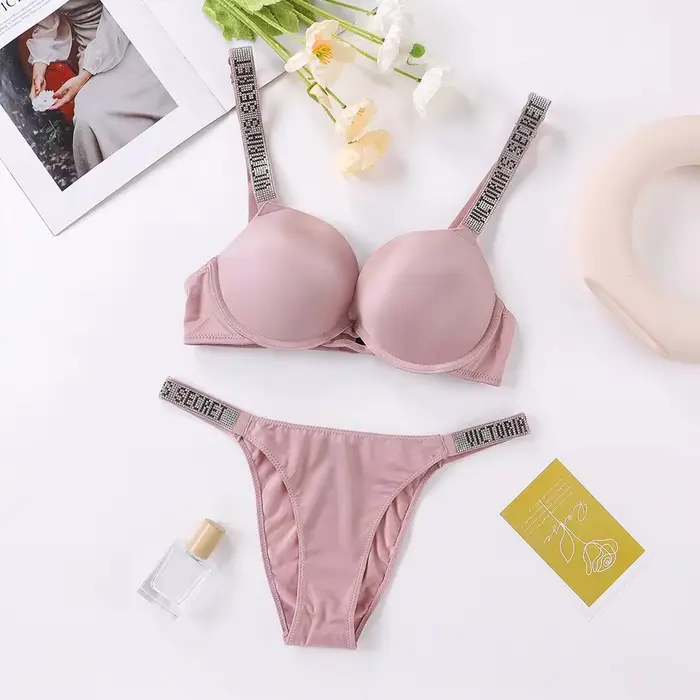 Victoria's Secret sexy spodná bielizeň set, podprsenka a nohavičky, push-up, klasické spodné prádlo pre ženy, sexy, priedušné, mäkké, všestranné, shapewear