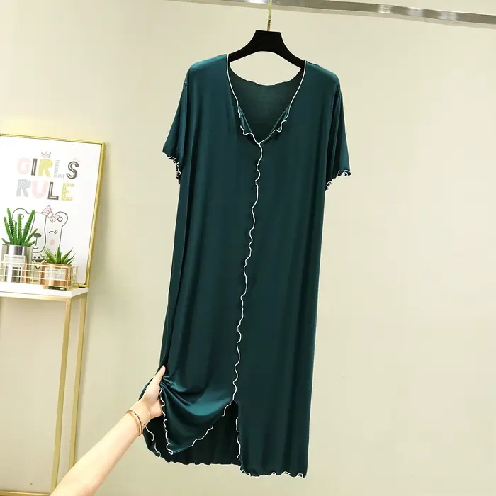 Letná modálna nočná košeľa žena nové príležitostné V-Neck ženy nočné košele pohodlné nočné košele Plus veľkosť domáce oblečenie L-2XL