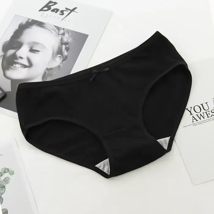 Noeud noir dentelle sous-vêtement culottes femmes sous-vêtements en coton slips sans couture filles 