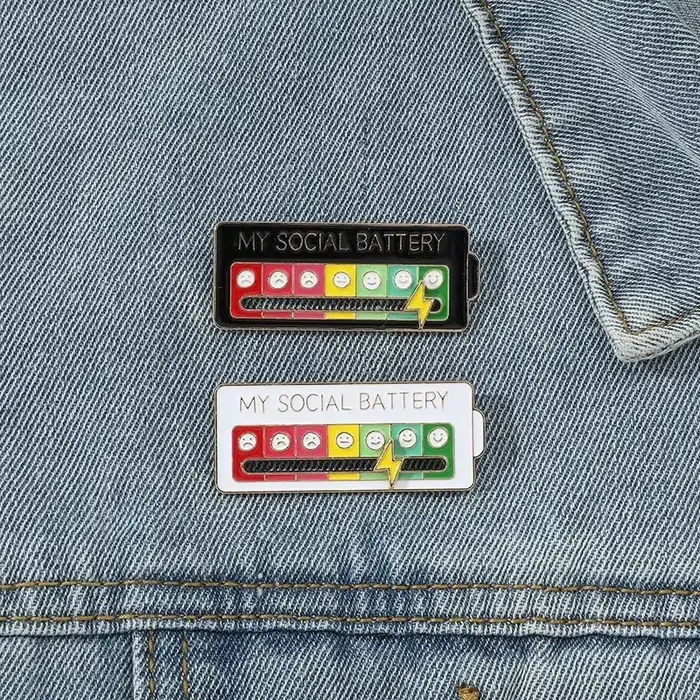 Broche d'énergie de Conversion d'humeur créative, Badge en métal de puissance sociale coulissant per