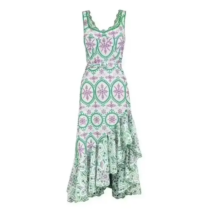 JAMERARY-Robe Midi en Coton Brodée pour Femme, Tenue de Bal de Forme Sirène, Longue, Soirée, Plage, 