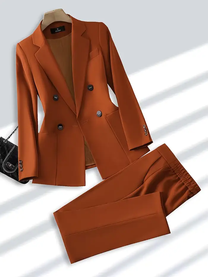 Costume pantalon à la mode pour femmes, tenue de bureau et de travail, Blazer et pantalon Beige, noi