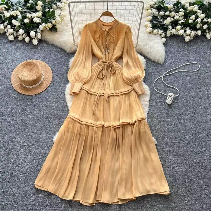 Robe longue en Satin pour femmes, élégante, manches longues, robe de soirée, mariage, Vintage, chemi