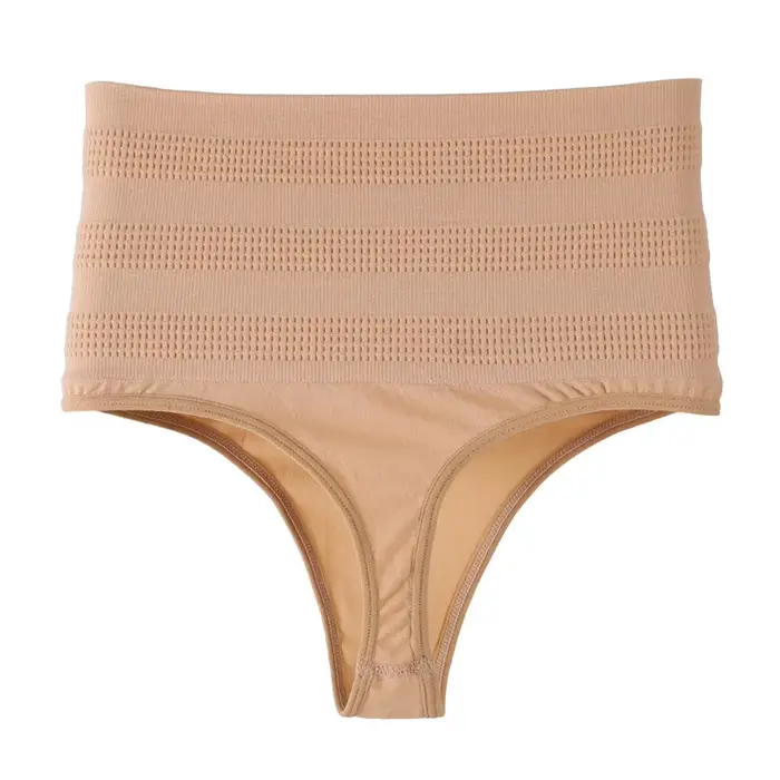 Short ajusteur modelant taille haute, tanga, serre le ventre, rehausse les fesses, tissu respirant s