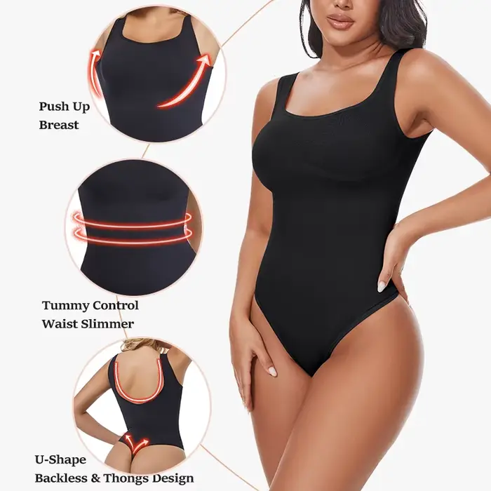 Body gainant pour femmes en polyamide et élasthanne, avec contrôle de la taille, soulèvement de la poitrine et du postérieur, pour des occasions variées