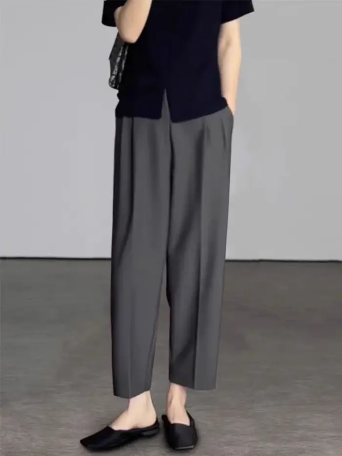 Botvotee bureau élégant noir gris cheville longueur costumes pantalons pour femmes taille haute saro