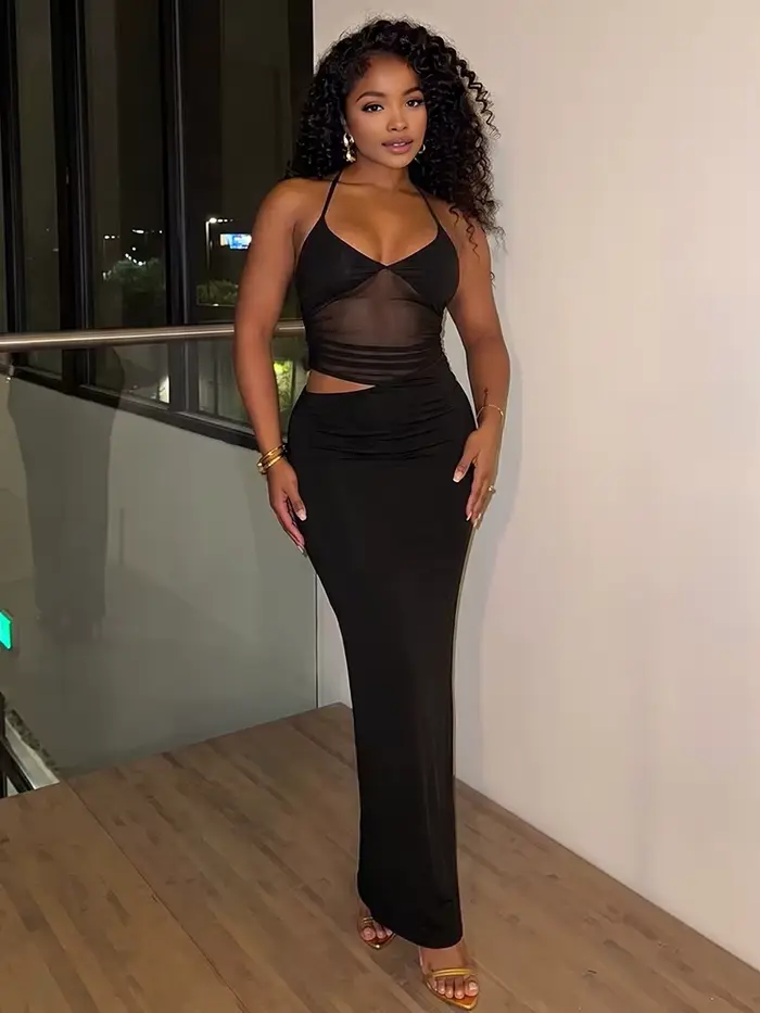 Robe sans manches Sisterlinda Jesenná Kolekcia Junior en polyester pour jeunes femmes ajustement évasé décolleté audacieux soirée été