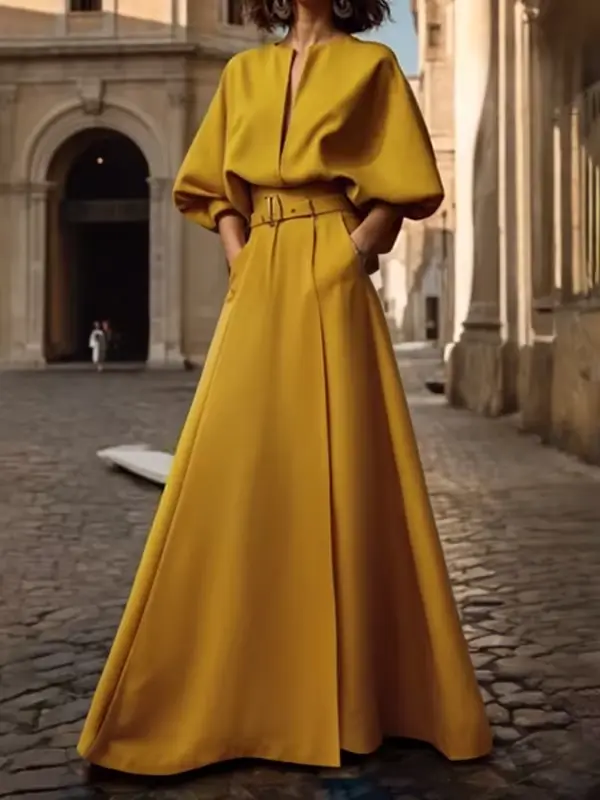 Americké šaty retro široký výstrih V polyester elastan pre ženy špeciálne príležitosti jarné leto