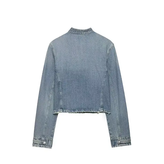 Veste en jean décontractée pour femme NLZGMSJ, collection Printemps 2026, à manches longues, col mon