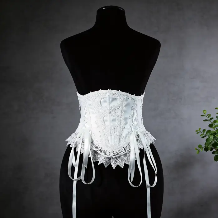 Corset gothique en dentelle pour femme avec baleines de soutien, amincissant, dos lacé, style Lolita, costume de scène, style cour vintage