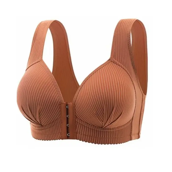 Soutien-gorge intime grande taille sans fil, décolleté en V profond, bouton avant, antichoc, sans co