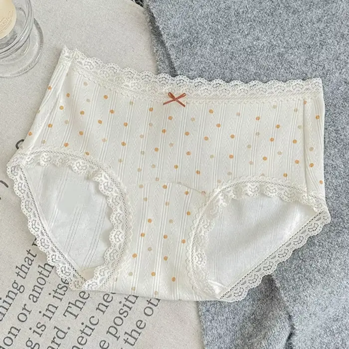 Culottes en coton à nœud floral, rayures et pois, lingerie pour femme, dentelle à carreaux, motif fl